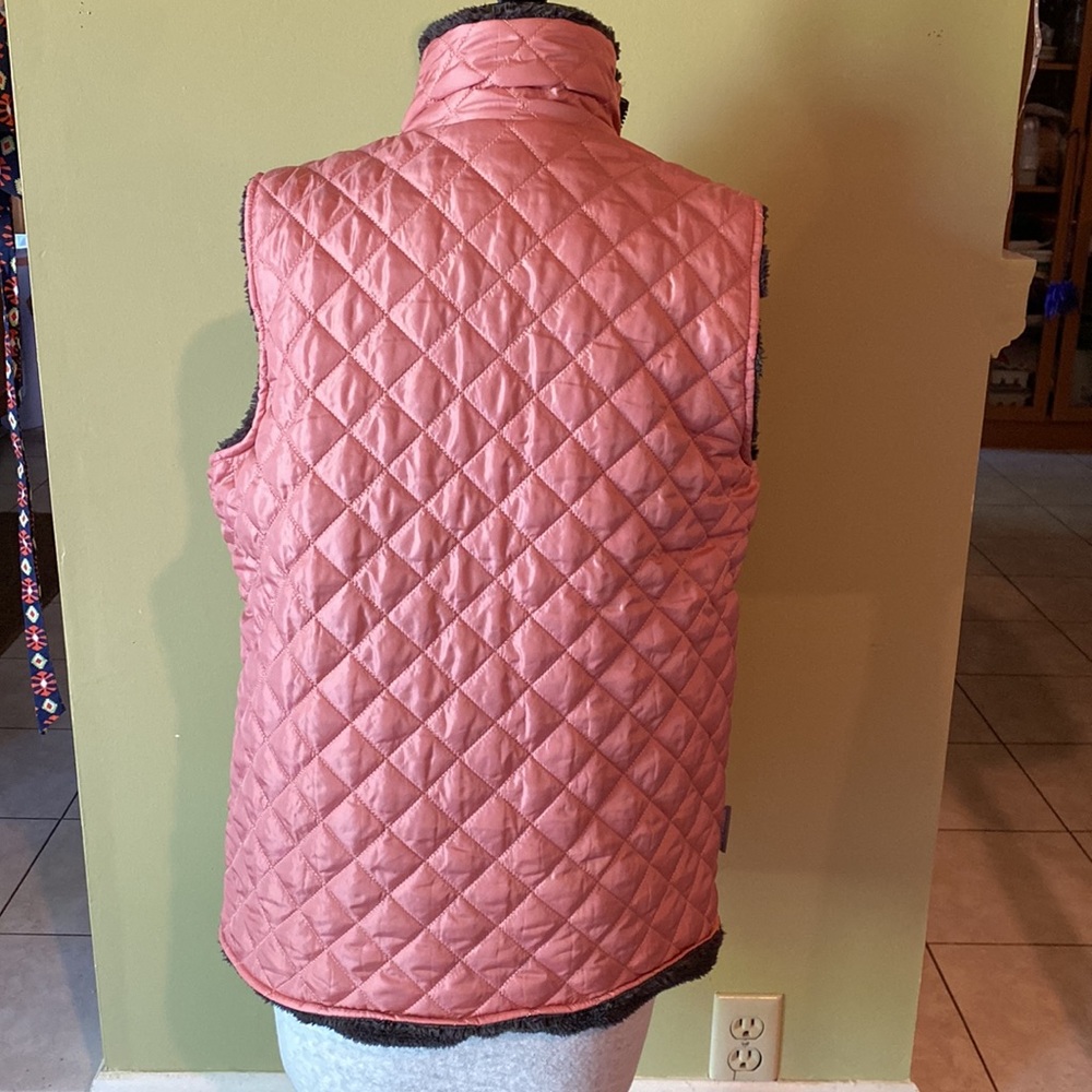 Simply southern reversible zip up vest, Medium, grey/pink